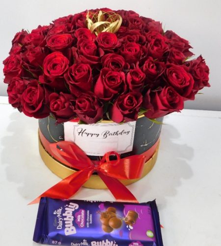 Roses hat bouquets with chocolate in Nairobi